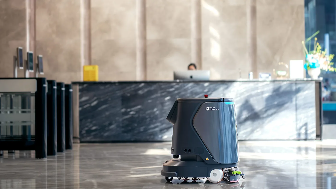 A service robot in an office building
